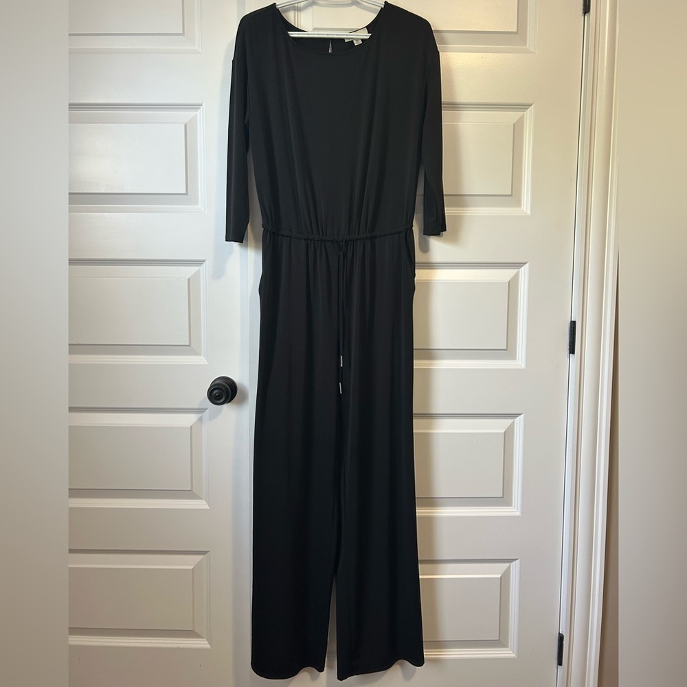 Halston Wide Leg Stretchy Flowy Black Jumpsuit